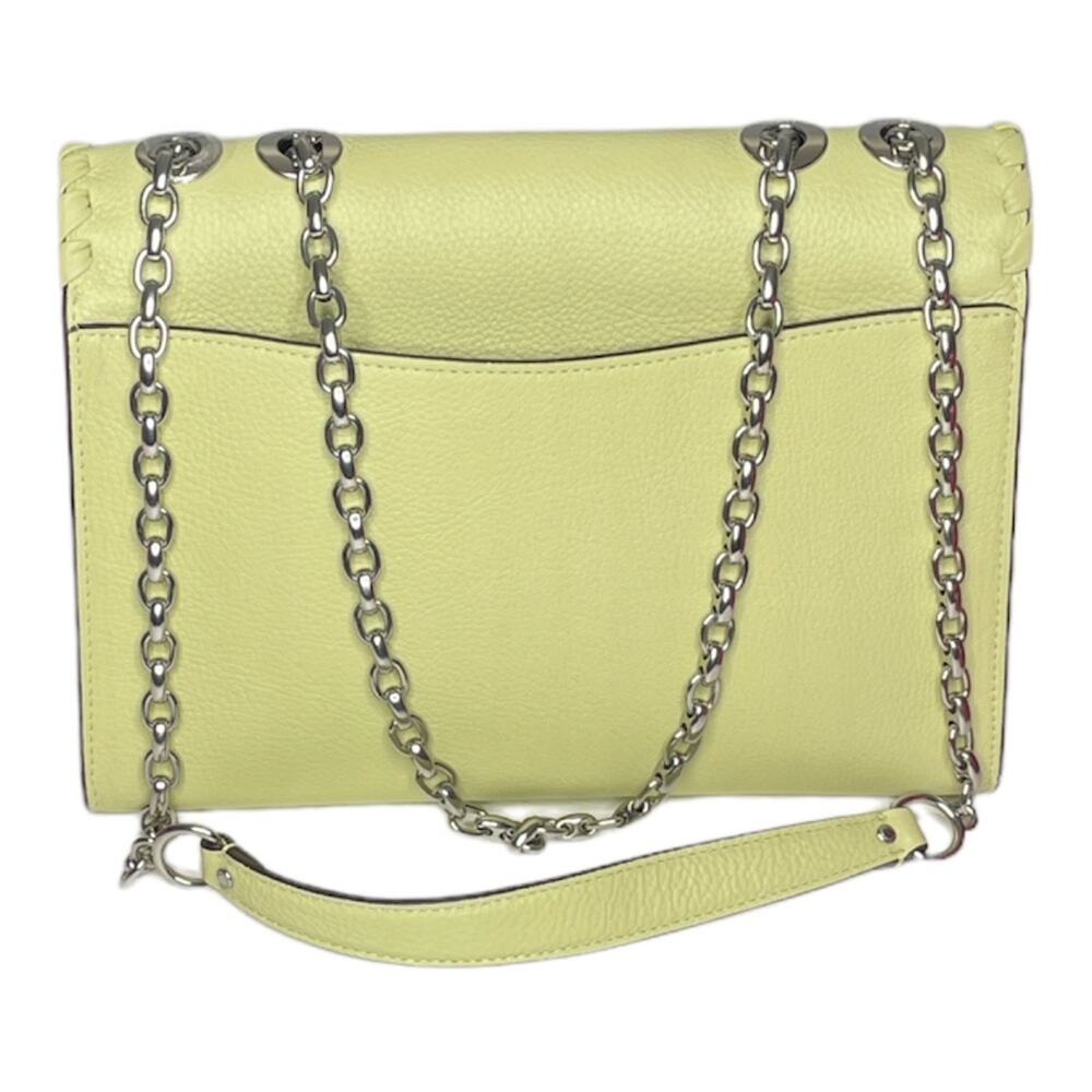 Coach Lane Leather Whipstitch Shoulder Bag Pale Lime Silver Trim - Picture 2 of 10